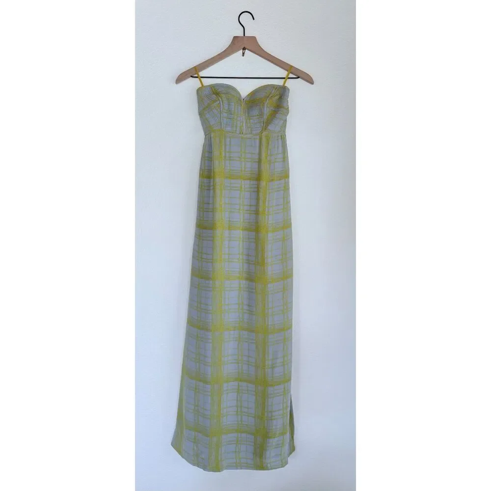 Anthropologie Maple Quilted Pastiche Strapless Bustier 100% Silk Dress Size 4-6 - Picture 4 of 11
